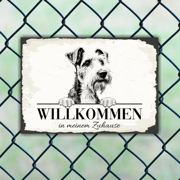 Hundeschild Willkommen Zuhause Foxterrier Foxie Fox Terrier Schild Achtung Spruch
