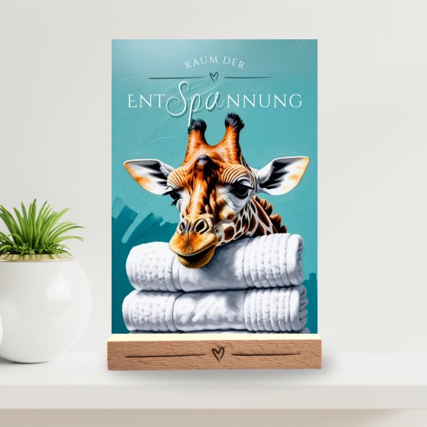 Giraffe Schild Wellness Handtuch Entspannung Schild Spruch