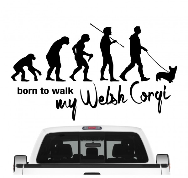 Welsh Corgi Pembroke Cardigan Cardi Evolution Born to Walk Hunde Aufkleber Sticker Autoaufkleber Wandtattoo Tattoo