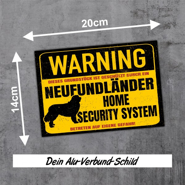 Neufundländer Schild Neufi Warning Security System Türschild Hundeschild Warnschild Hund Achtung