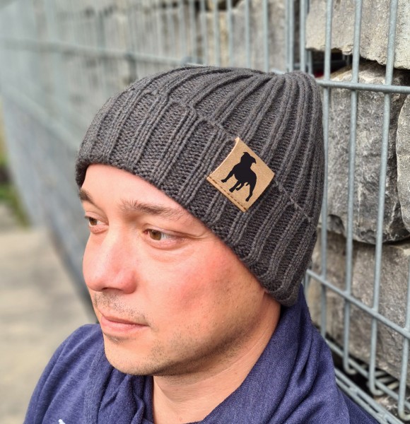 Strickmütze "American Staffordshire Terrier" Beanie Mütze Urban Witzig Spruch Warm Winter Herbst Farben