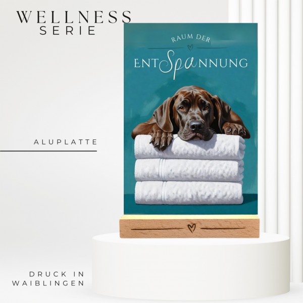 Hundeschild Deko Badezimmer Wellness Dogge deutsche Schild Spruch