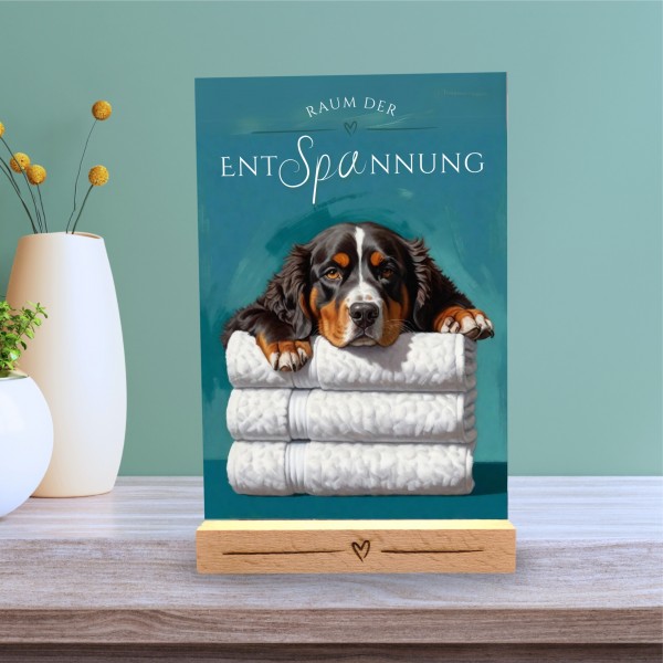 Hundeschild Deko Badezimmer Wellness Berner Sennenhund Schild Spruch