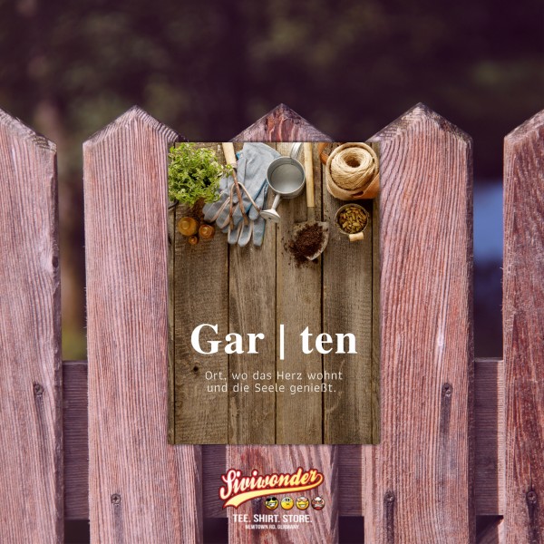 Garten wo das Herz wohnt und die Seele genießt Sprüche Türschild Warnschild Spruch Schild happy Design by Siviwonder