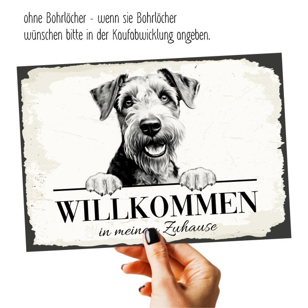 Hundeschild Willkommen Zuhause Airedale Terrier Schild Achtung Spruch