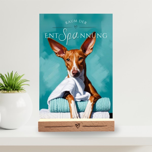 Hundeschild Deko Badezimmer Wellness Podenco Schild Spruch