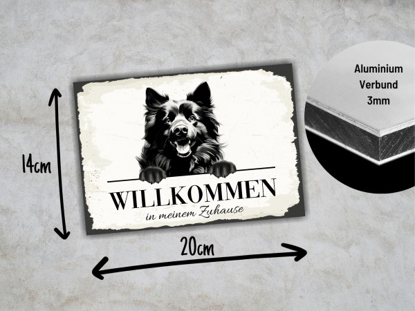 Hundeschild Willkommen Zuhause Schwedischer Lapphund Spitz Schild Achtung Spruch