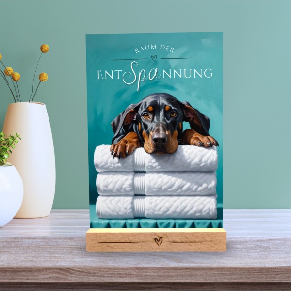 Hundeschild Deko Badezimmer Wellness Dobermann Dobi Schild Spruch