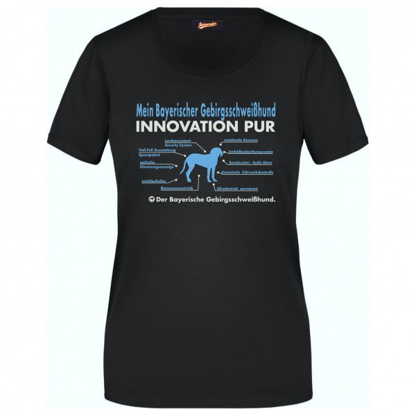 Bayerischer Gebirgsschweißhund Damen T-Shirt Innovation Hundemotiv BGS Bayern Schwarz