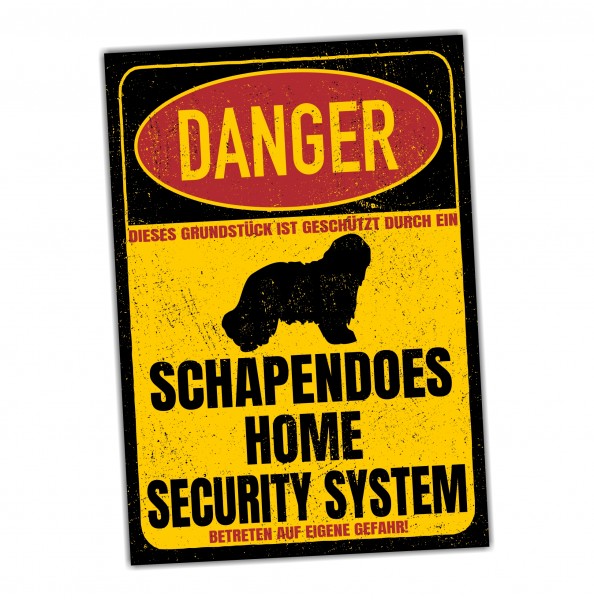 Schapendoes Türschild Danger Security System Warnschild Hund Schilder Hundeschild