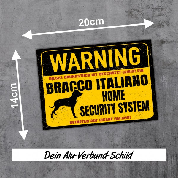 Bracco Italiano Dog Schild Warning Security System Türschild Hundeschild Warnschild
