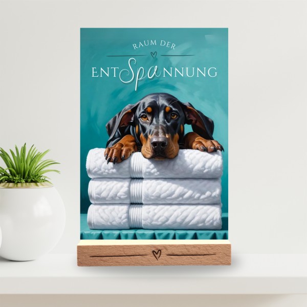 Hundeschild Deko Badezimmer Wellness Dobermann Dobi Schild Spruch