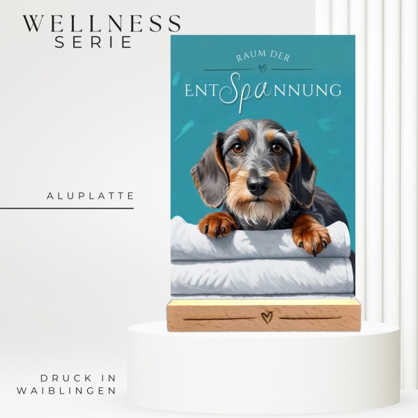 Hundeschild Deko Badezimmer Wellness Rauhaardackel Dackel Schild Spruch