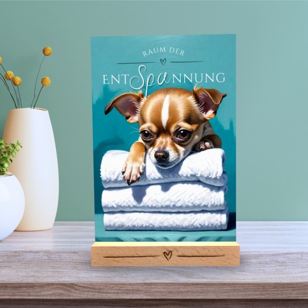Hundeschild Deko Badezimmer Wellness Chihuahua Chi Schild Spruch