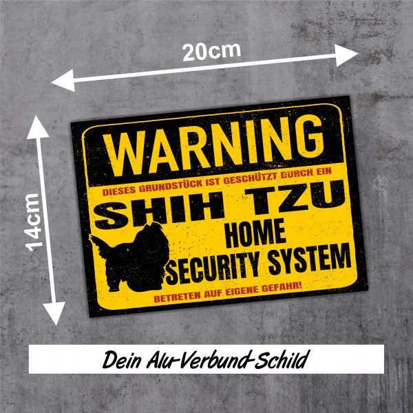 Schild Shih Tzu Warning Security System Türschild Hundeschild Warnschild Hund Tibet Achtung