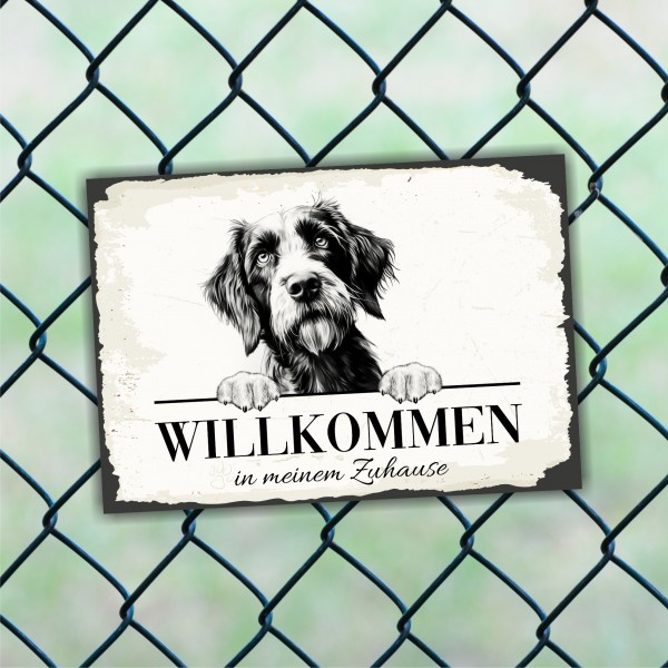 Hundeschild Willkommen Zuhause Deutsch Drahthaar Schild Achtung Spruch
