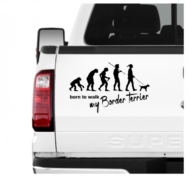 Border Terrier Evolution Born to Walk Hunde Aufkleber Sticker Autoaufkleber Wandtattoo Tattoo