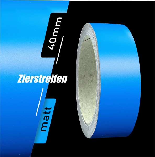 Zierstreifen Matt azurblau azur blau hellblau 40mm in in 10 m Länge für Auto Boot Klebeband Dekorstreifen Tuningstreifen Autofolie Siviwonder