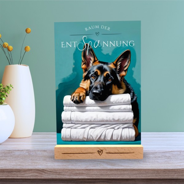 Hundeschild Deko Badezimmer Wellness Deutscher Schäferhund Schild Spruch