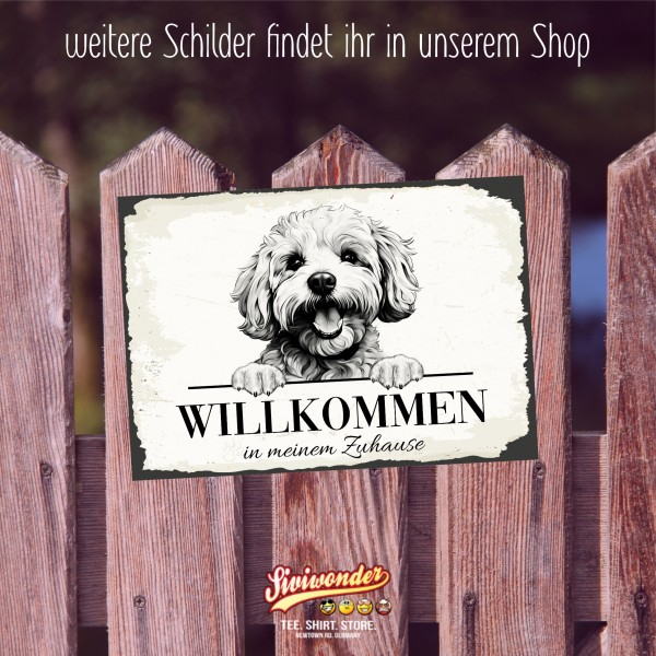Hundeschild Willkommen Zuhause Bichon Frise Schild Achtung