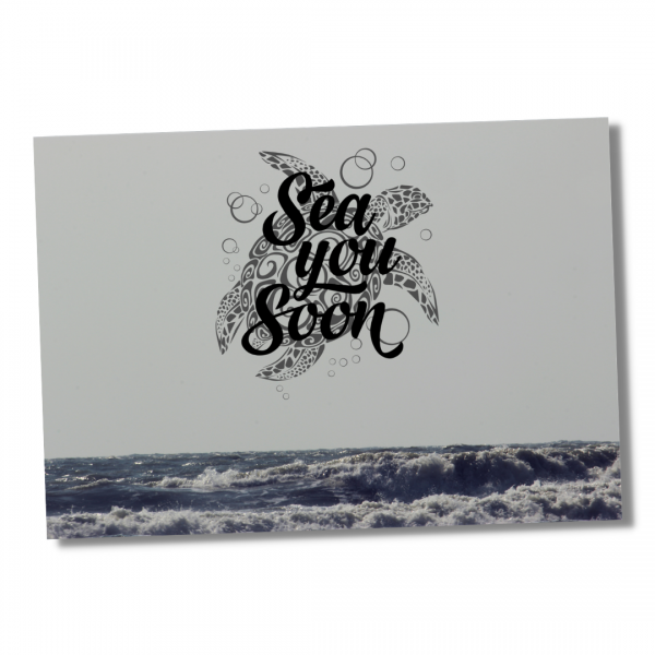 Sea you Soon Turtle Nautic Schild Spruch Türschild Warnschild Metallschild Ocean Sea
