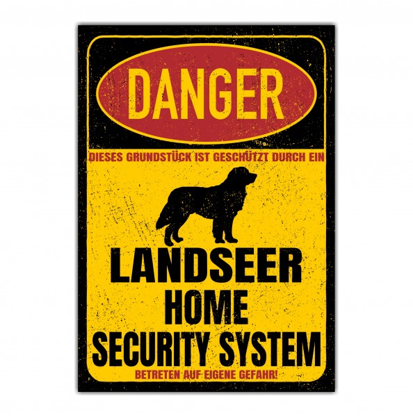 Landseer Schweiz Wachhund Landser Dog Türschild Danger Security System Warnschild Hund Schilder Hundeschild
