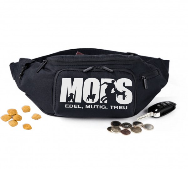 Mops Hundesport Hundemotiv Carlin Gürteltasche Hund Stickerei bestickt