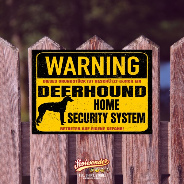 Deerhound Scottish Dog Schild Warning Security System Türschild Hundeschild Warnschild