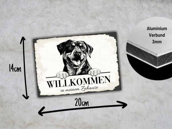 Hundeschild Willkommen Zuhause Rottweiler Rottie Schild Achtung Spruch