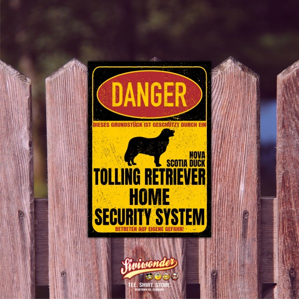 Nova Scotia Duck Tolling Retriever Türschild Danger Security System Warnschild Hund Schilder Hundeschild