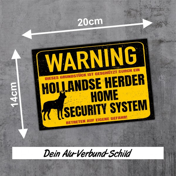 Hollandse Herder Schild Warning Security System Türschild Hundeschild Warnschild Schild Hund