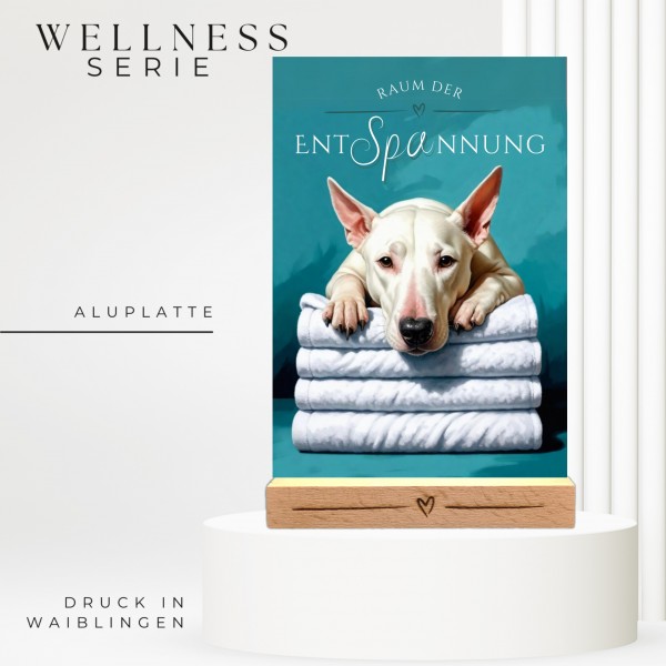 Hundeschild Deko Badezimmer Wellness Bullterrier Bully Schild Spruch
