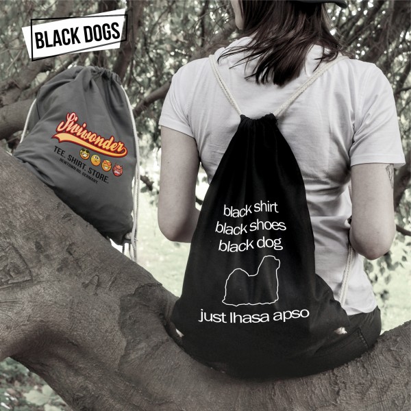 Lhasa Apsos Turnbeutel Black Dog Hundemotiv Tibet Lhasa lion dog