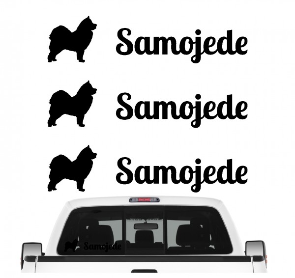 Samojede Sammy Smiley Sobaka Russland 3er Set AUTOAUFKLEBER Aufkleber Hunde Hundemotiv by SIVIWONDER