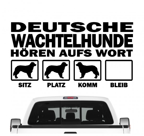 Deutscher Wachtelhund Wachtel Heidewachtel Hört aufs Wort Hunde Aufkleber Sticker Autoaufkleber