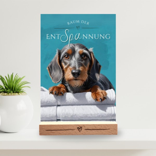 Hundeschild Deko Badezimmer Wellness Rauhaardackel Dackel Schild Spruch