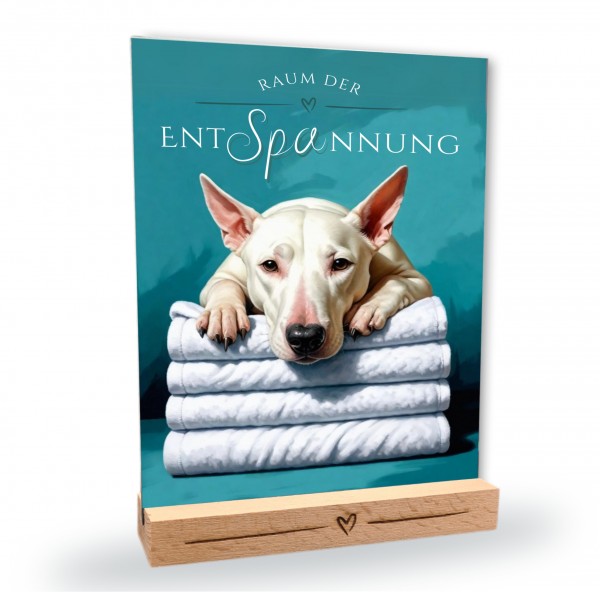 Hundeschild Deko Badezimmer Wellness Bullterrier Bully Schild Spruch