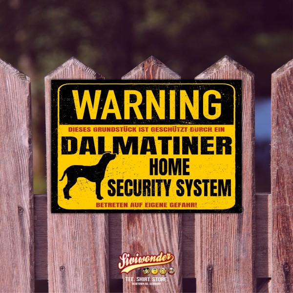 Dalmatiner Dal Dally Dog Schild Warning Security System Türschild Hundeschild Warnschild