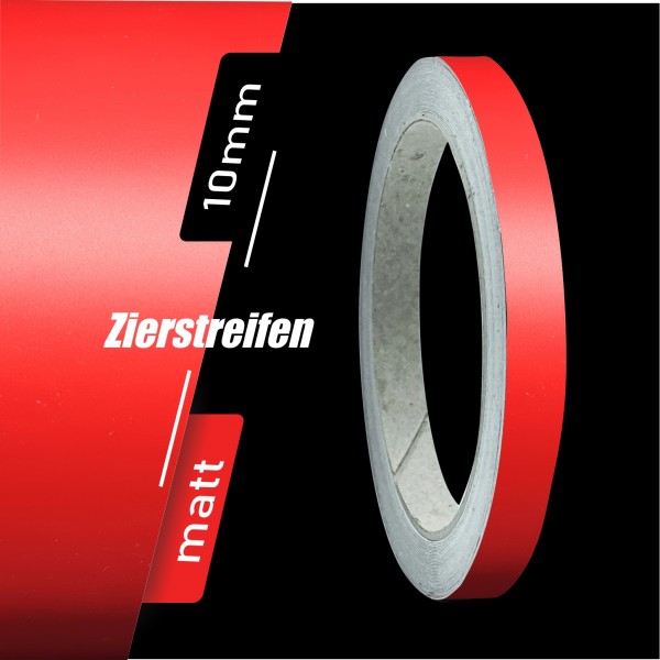 Zierstreifen Matt rot feuerrot verkehrsrot 10mm in in 10 m Länge für Auto Boot Klebeband Dekorstreifen Tuningstreifen Autofolie Siviwonder