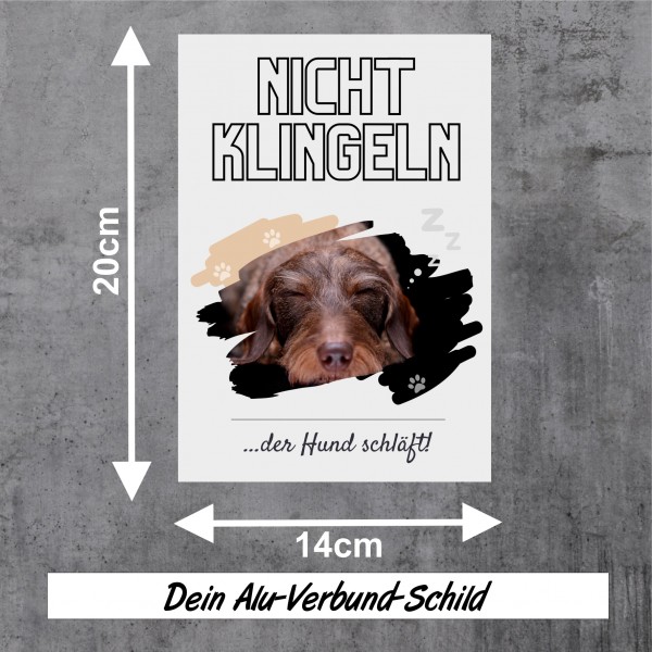 Rauhaardackel Dackel Teckel Dachshund Rauhhaardackel Hund nicht klingeln schlafen Schild Dog Hund Spruch Türschild Hundeschild Wall Art Gefährte