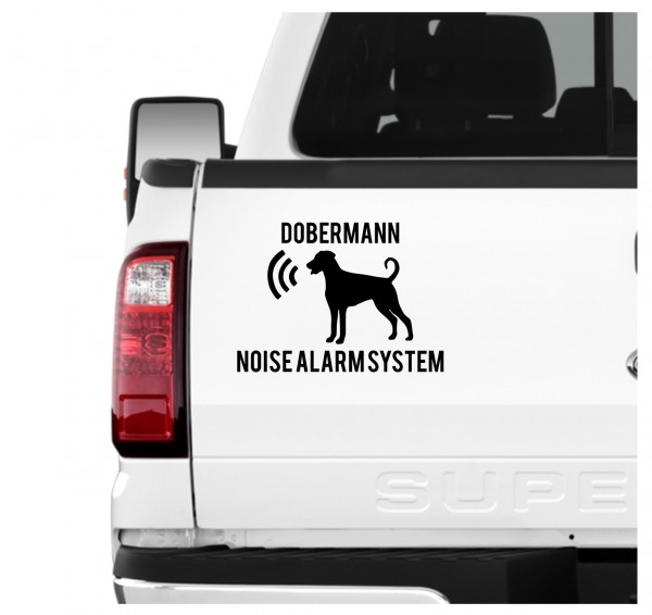 Dobermann Unkupiert Noise Alarmsystem Auto Aufkleber Hund Folie Wandtattoo Tattoo Sticker Dobi Dobie Doberman Pinscher