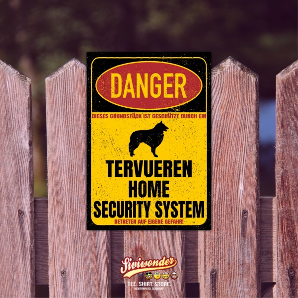 Tervueren Belgischer Schäferhund Belgian Tervueren Türschild Danger Security System Warnschild Hund Schilder Hundeschild
