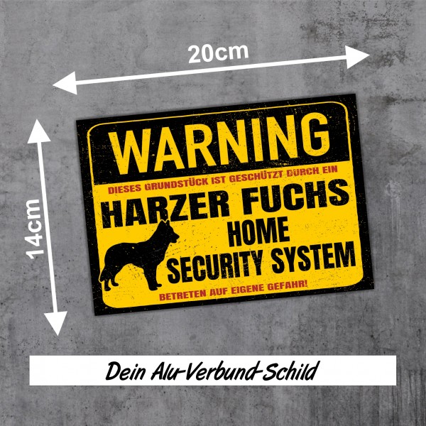 Harzer Fuchs Schild Warning Security System Türschild Hundeschild Warnschild Schild Hund
