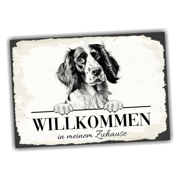 Hundeschild Willkommen Zuhause Springer Spaniel Schild Achtung Spruch