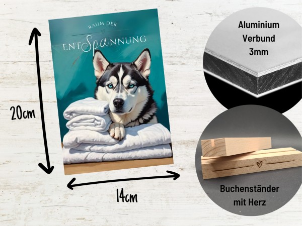 Hundeschild Deko Badezimmer Wellness Husky Siberian Schild Spruch