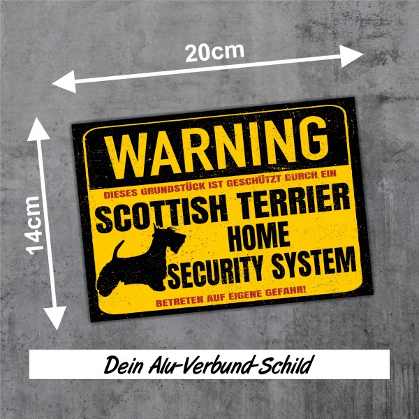 Schild Scottish Terrier Scottie Warning Security System Türschild Hundeschild Warnschild Hund