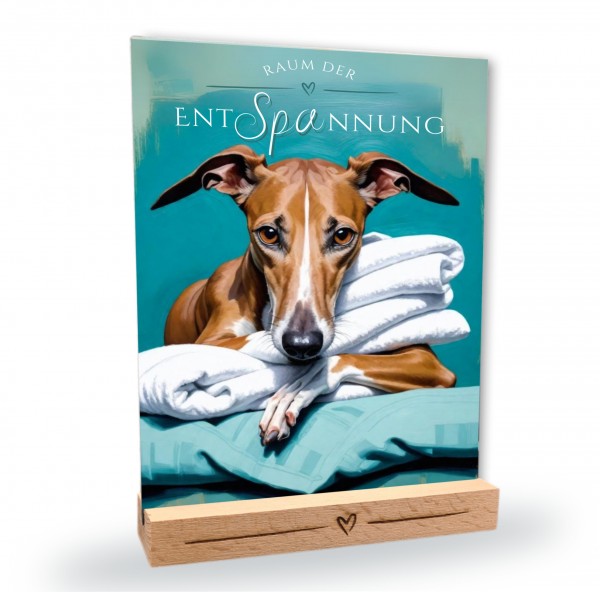 Hundeschild Deko Badezimmer Wellness Whippet Schild Spruch