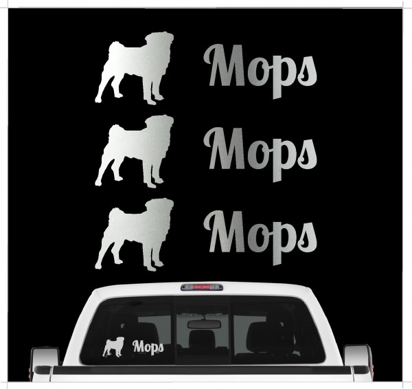 Mops Pug Carlino Chinese pug Dutch bulldog Dutch mastiff Mini mastiff Carlin Doguillo Dog 3er Set AUTOAUFKLEBER Aufkleber Hunde Hundemotiv by SIVIWONDER