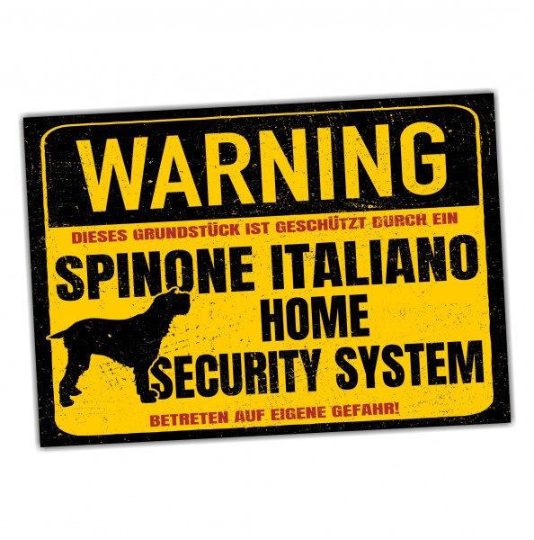 Schild Spinone Italiano Warning Security System Türschild Hundeschild Warnschild Hund Italien