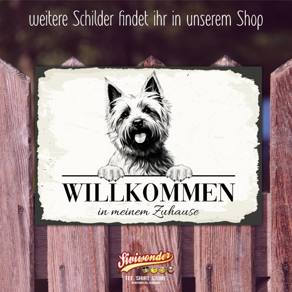 Hundeschild Willkommen Zuhause Cairn Terrier Kern Schild Achtung Spruch Türschild